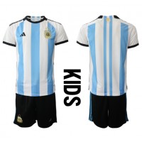 Otroški Nogometni dresi Argentina Domači SP 2022 Kratek Rokav (+ Kratke hlače)